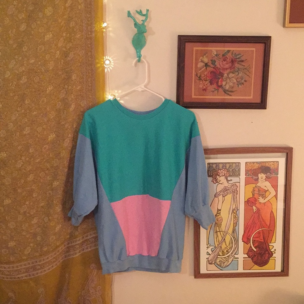 90s Vintage Color Block Sweatshirt